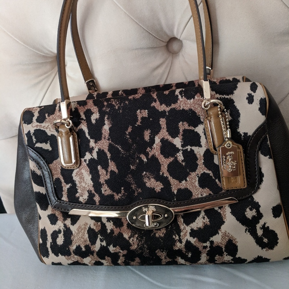 Coach Madison Ocelot Leopard Print Shoulder bag